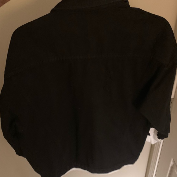 casual faux pocket ripped letter hoodie - Picture 2 of 4